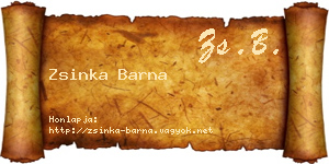 Zsinka Barna névjegykártya